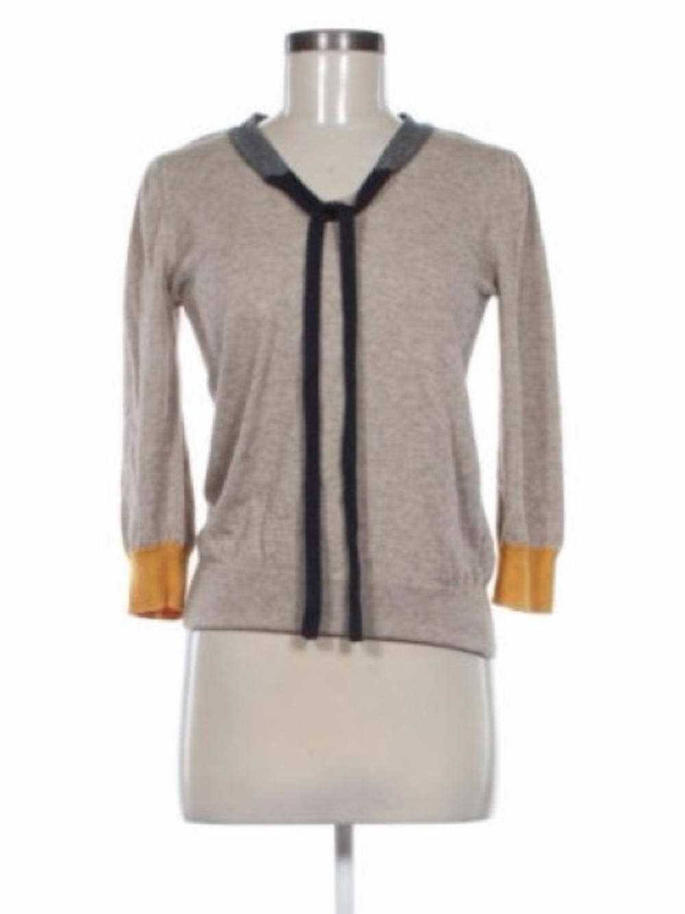MEXX | Taupe Sweater with Black Tie and Mustard Cuffs